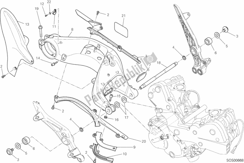 Toutes les pièces pour le Forcellone Posteriore du Ducati Hypermotard USA 821 2014